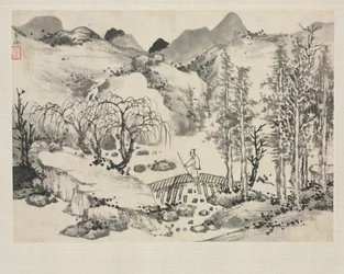Landscape Album in Various Styles: Landscape with Artist on a Bridge, 1684.