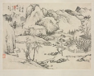 Landskapsalbum i olika stilar: Scenery of Mount Changbai efter Huang Gongwang