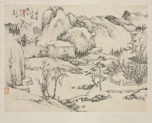Landskapsalbum i olika stilar: Scenery of Mount Changbai efter Huang Gongwang, 1684.