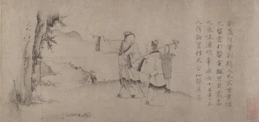 Liu Chen och Ruan Zhao på väg in i Tiantai-bergen.