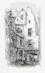 En gammal nära, Canongate, Edinburgh, Skottland