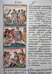 Tro och vidskepelse, bok IV av den florentinska kodeksen, tvåspråkig version på spanska och nahuatl, Allmän historia om det nya Spaniens saker, aztekisk civilisation