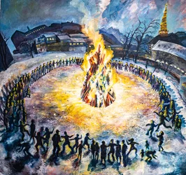 Christianias första parti, Köpenhamn. (Målning)