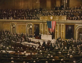 För världens frihet, president Woodrow Wilson ber kongressen att förklara krig mot Tyskland, den 2 april