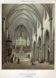 Interiör av karmelitkyrkan i Bagneres de Bigorre. ca. 1870 (gravyr)