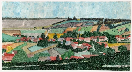 Landskap på den franska landsbygden, ca 1950