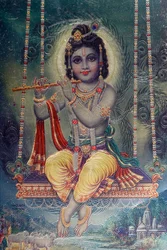 Herren Krishna med flöjt. Hinduisk gud.