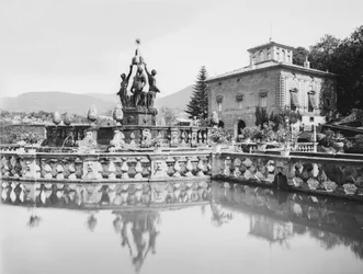 Huvudfontän vid Villa Lante i Bagnaia i utkanten av Viterbo.