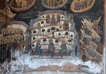 Kloster (manastirea Cozia). Kyrkan. Interiör. Väggmålningar.