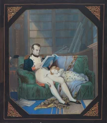 Napoleon i hans studie med kungen av Rom, ca 1860 (litografi)