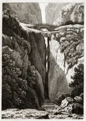 Naturliga broar i Icononzo, Colombia. ca. 1840 (gravyr)