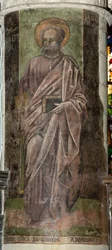 Sockenkyrka (Vår Fru församlingskyrka). Interiör. Kören. Väggmålning.