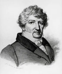 Porträtt av Georges Leopold Chretien Frederic Dagobert Cuvier (1769-1832), fransk biolog, gravyr