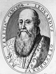 Porträtt av Leonardo Ottoboni (1500-1600-talet), Venedigs storkansler, gravyr