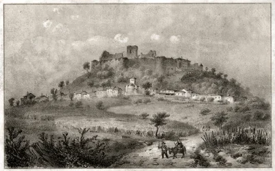 Ruinerna av slottet Preny, Lorraine. ca. 1860 (gravyr)