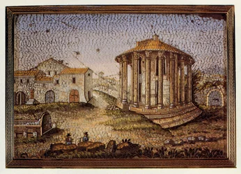 Tempel av Vesta eller Hercules Victor, mosaik, Italien