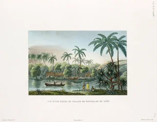 Utsikt över en by vid Matavai, ön Tahiti