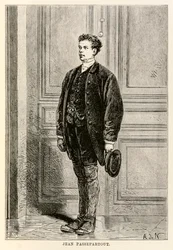 Jean Passepartout, ur Jules Vernes (1828-1905) ”Jorden runt på 80 dagar”, graverad av Louis Dumont (f. 1822), 1873