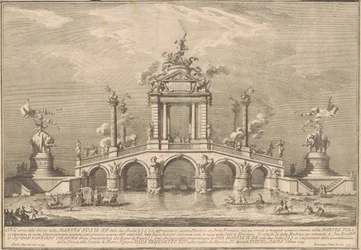Prima Macchina för Chinea 1755: En triumfbro med antikviteter från Herculaneum