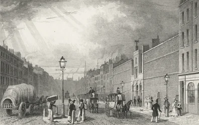 Farringdon Street och Fleet Prison, 1830