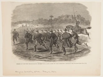 Ansvar för det första Massachusetts regementet på en rebellgevärsgrop nära Yorktown