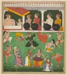 Amar Singh II (som prins) och hans far tittar på en underhållning