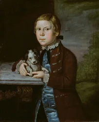 Pojke från familjen Hallett med hund