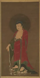 Buddha Amitabha stiger ner från sitt rena land