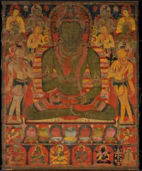 Buddha Amoghasiddhi med åtta bodhisattvor