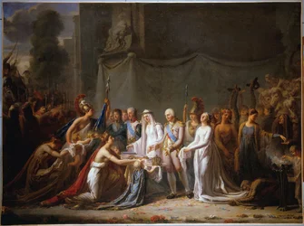 Franska: Allegori över Ludvig XVIII:s intåg i Paris den 3 maj 1814
