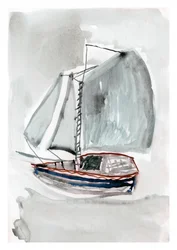 En fridfull segelbåt på vattnet