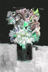 En livfull, målerisk blomsterbukett