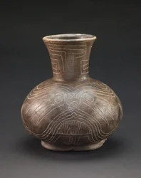 Kärl med inristade motiv, ca 1400-1600 (keramik)