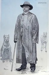 Kansler Bismarck och hans hundar, omslagsillustration från La Revue Illustree graverad av Florian, oktober 1887