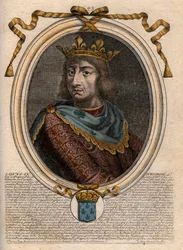 Porträtt av Saint Louis (Saint-Louis, Louis IX (1214-1270) - Saint Louis IX (1214-1270) kung av Frankrike - gravyr från 