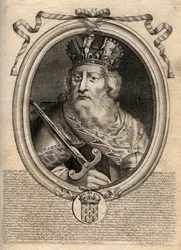 Karl den Store (Charles I dit le Grand, Carolus Magnus, 742-814), Frankernas kung - Karl den Store (Carolus Magnus, Karl den Store) (747-814) Frankernas kung och kristen kejsare av väst - gravyr från 
