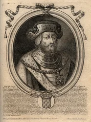 Porträtt av Karl III dit le Simple (879-929) kung av frankerna - CHARLES III (879-929) - Karl den enkle - kung av Frankrike, 893-923 - gravyr från 