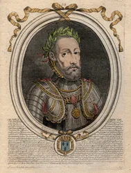 Porträtt av Henrik II (1519-1559) Kung av Frankrike - Henrik II (1519-59), kung av Frankrike - gravyr från 