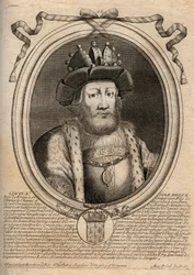 Porträtt av Ludvig II the Begue eller svimningen (846 - 879), kung av Francs - Ludvig II Stammeraren 848 till 879 - gravyr från 