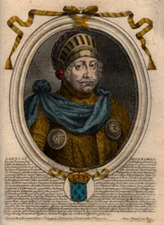 Portrait of Louis VI, called The Fat - engraving from 