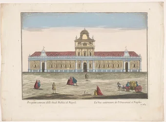 Utsikt över universitetet i Neapel Prospetto esteriore degli Studi Publici di Napoli (titel på objektet)