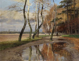 Ryttare under höstens träd