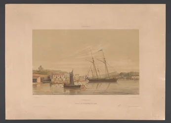 Willemstads hamn Curacao. Kajplats för krigsfartyg i hamnen (titel på objekt) Västindien (serietitel på objekt) Utsikter från Nederländernas Västindien (serietitel)