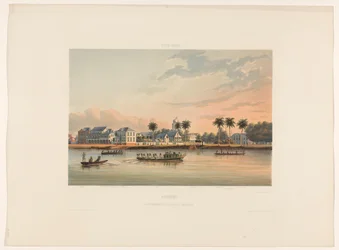 Vid vattnet med landshövdingens hus i Paramaribo Surinam. Regeringshus och torg i Paramaribo (titel på objekt)