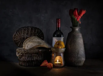 Mysigt bröd- och vinljus