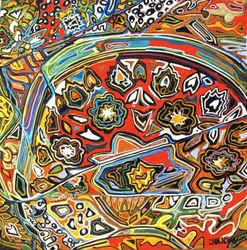 Detalj pf Egyptian wprl, 2016 (blandteknik, akryl, bläck, olja)