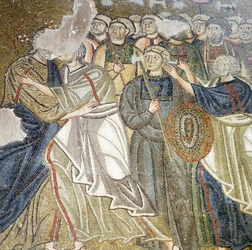 Judaskyssen, mosaik i katholikon (huvudkyrkan) i klostret Nea Moni (UNESCO:s världsarvslista)