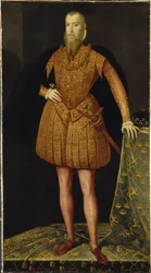 Eric XIV roi de Suede - Porträtt av kungen Eric XIV av Sverige (1533-1577) av Meulen, Steven van der (aktiv 1543-1564)