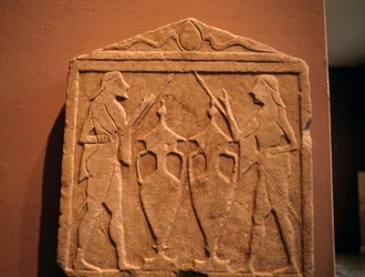Relief föreställande Kastor och Polydeukes, från Sparta, Grekland, grekisk civilisation