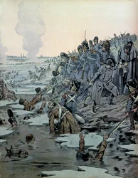 Fälttåget i Österrike (1805): Efter slaget vid Austerlitz räddade Napoleon I Bonaparte (1769-1821) och hans soldater ryssarna ur de isiga sjöarna den 2 december